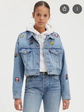 Levi's x Super Mario blue denim cropped jacket Size XL #gaming #denim